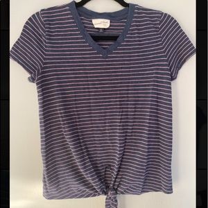 blue and pink striped shirt